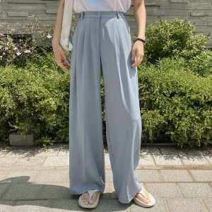 찰랑핏 뒷밴딩 쿨링 투핀턱 와이드 슬랙스