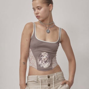 [스컬프터] Beaded Maria Top Mocha SC25S250BR