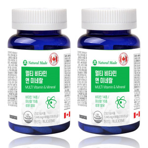 <b>네츄럴메이드</b> 캐나다 종합 영양제 멀티비타민 미네랄 2통 몰리브덴 망간 요오드 <b>구리</b> 아연 철 마그네슘