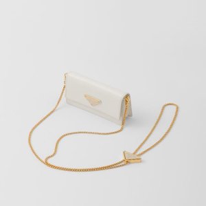프라다 사피아노 LEATHER CARD HOLDER WITH SHOULDER STRAP 1MR034 QHH F0009