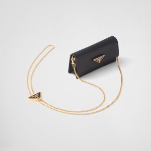 프라다 사피아노 LEATHER CARD HOLDER WITH SHOULDER STRAP 1MR034 QHH F0002