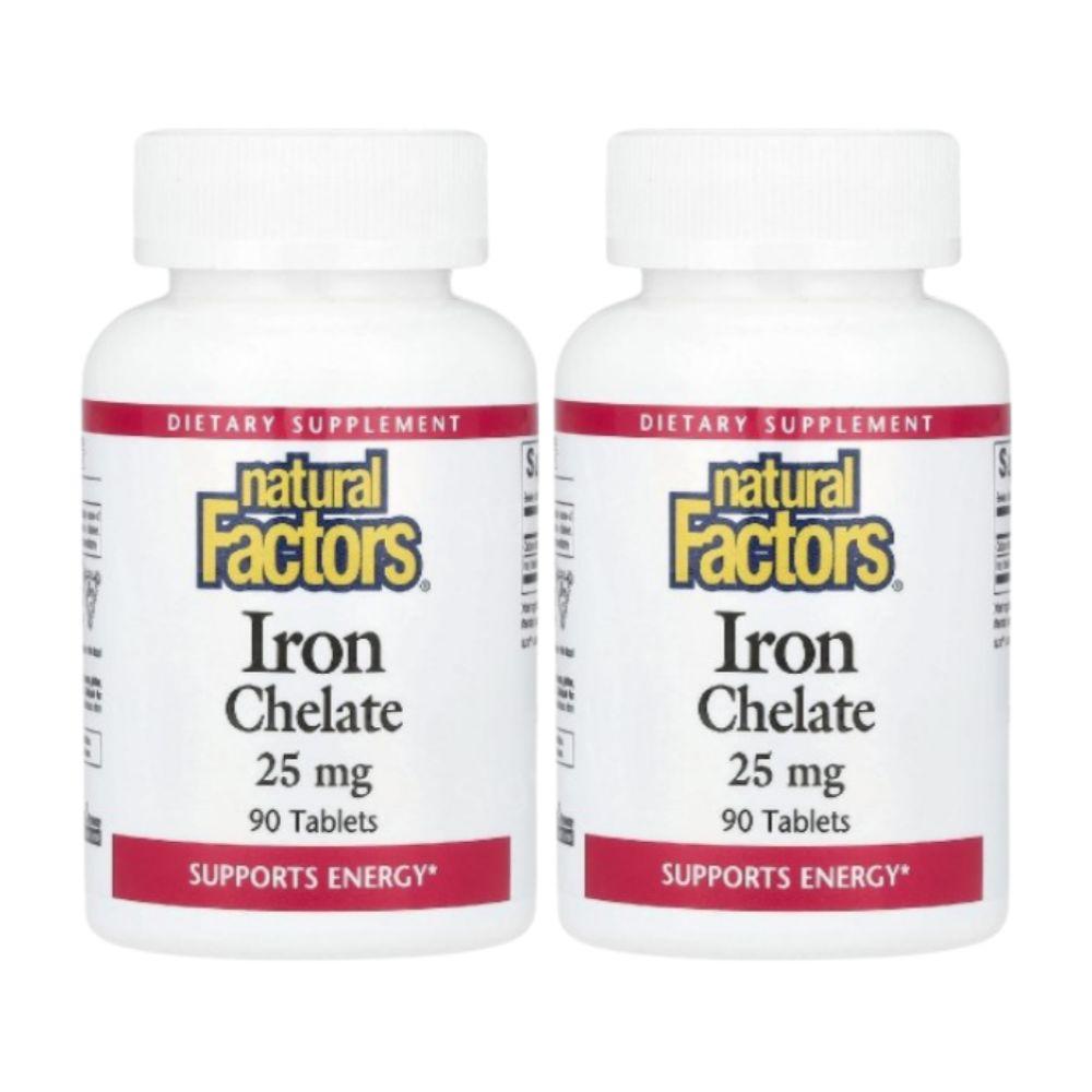내추럴팩터스 철분 <b>아이언 킬레이트 25mg</b> 90정 2개 칼슘 Iron