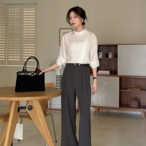 [르 스튜디오] LINKLEFREE TWO-TUCK SLACKS_CHARCOAL LC252PT024CCH