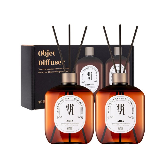 플로랑 대용량 인테리어 실내방향제 디퓨저 향기뿜뿜 500ML 2개 <b>선물</b>세트 아리아 가든파티