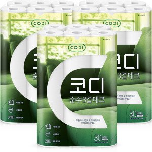 코디 쌍용씨앤비 CODI 코디 순수한 데코 3겹 30m 30롤 30롤 3팩 순수