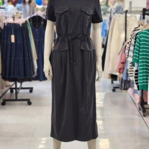 숲 여성 허리스트링 배색 스판 원피스 SB5OP31