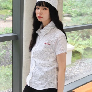 [와이케이] 스카프 SET 도트 반팔 셔츠 화이트 YKBE02SH01-1