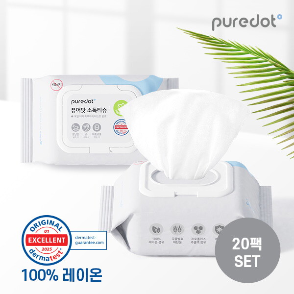 <b>퓨어닷</b> [<b>퓨어닷</b>] 피부에도 안전한 NEW 소독티슈 20팩세트(팩당 30매)