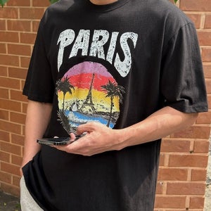 파리스 레터링 프린팅 반팔티[XL-4XL]