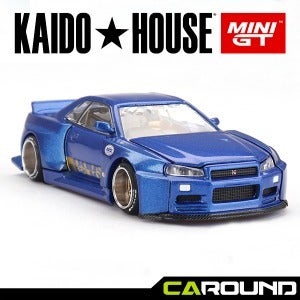 KaidoHouse x 미니지티(KHMG158) 1:64 닛산 스카이라인 GT-R (R34) 카이도 웍스 (V2 Aero) 신주쿠 V2 - 블루