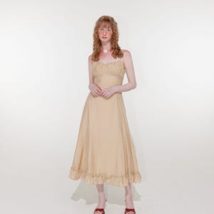 [루루서울] Lily Shirring Long Dress (Beige) P0000FWL