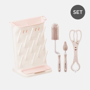 모윰 실리콘 젖병 세척 베이직 세트(스탠딩 젖병건조대+실리콘 세척용품 3종)