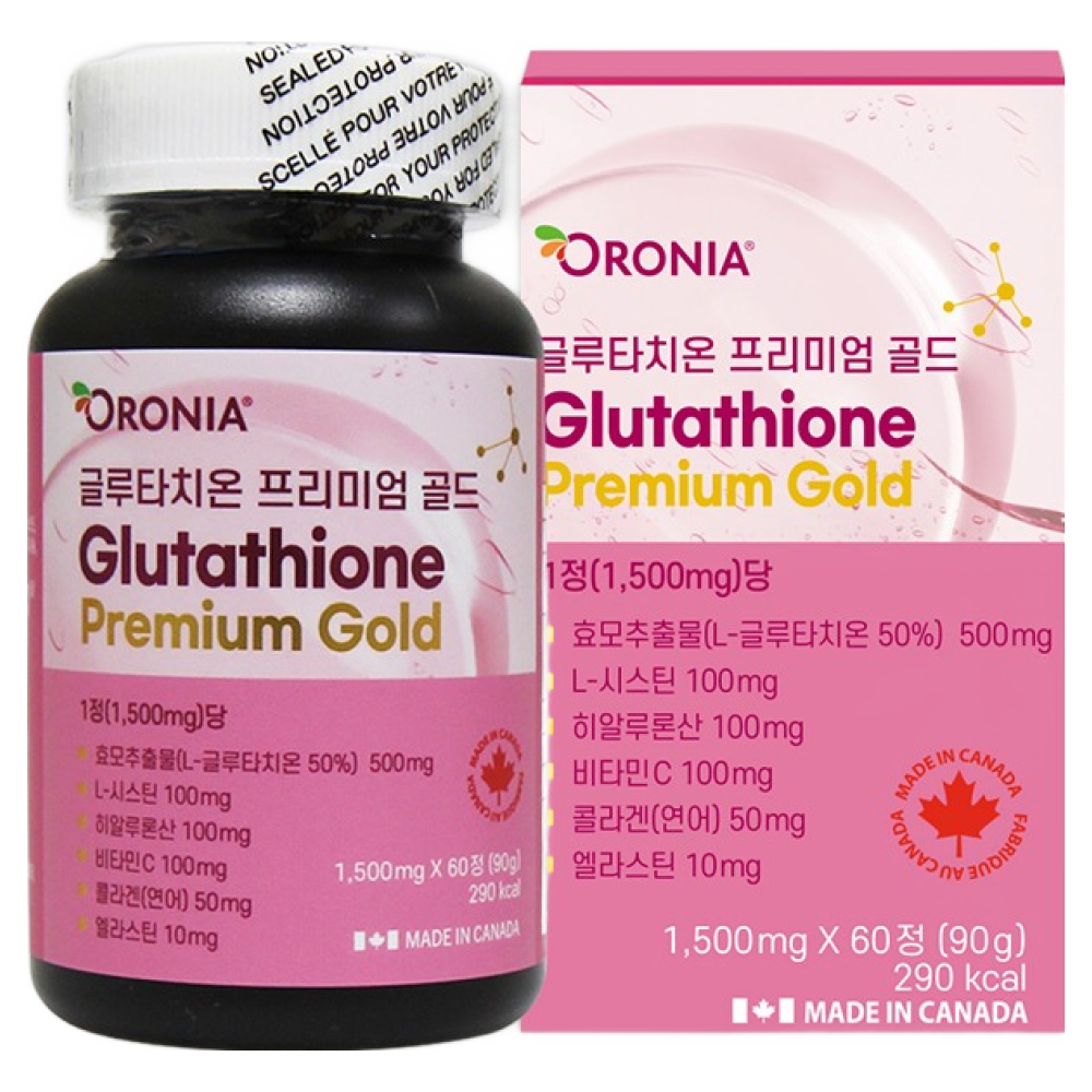 오로니아 <b>글루타치온</b> 프리미엄 골드 60T 히알루론산 비타민C 엘라스틴  1개  60정