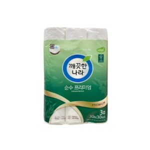 깨끗한나라 깨끗한나라 순수 프리미엄 화장지 3겹 30m 30롤 1팩