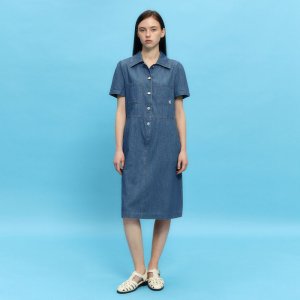 마리끌레르 데님 반오픈 카라 원피스(MAFBOP25MBL)
