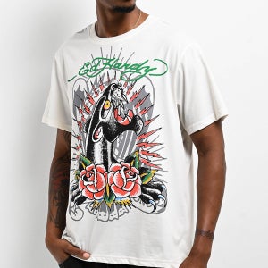 Ed Hardy 팬서 로즈 아이보리 티셔츠