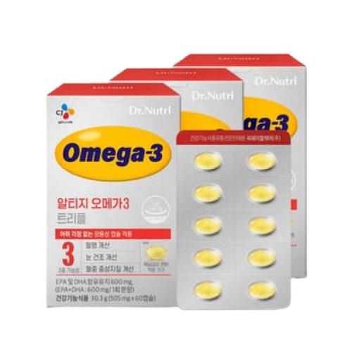 <b>CJ웰케어</b> 닥터뉴트리 알티지 <b>오메가3</b> 트리플, 60캡슐, 3박스 (3개월분)