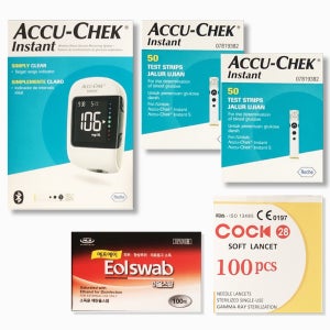 Accu-Chek 아큐첵 인스턴트 혈당측정기 2026 Kit+시험지 100p+호환침 100p+알콜솜 100p  1세트  인스턴트SET