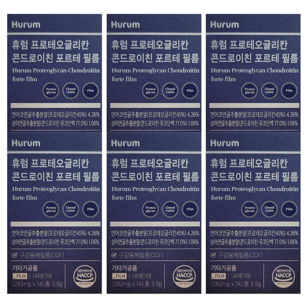 <b>휴럼</b> <b>휴럼</b> 상어<b>연골</b> 콘드로이친 필름 무릎 관절 콘도로이친1200 뮤코다당단백 14매 6개