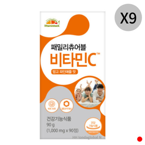 <b>비타민뱅크</b> 패밀리 츄어블 <b>비타민C</b> 키즈 90정 X9