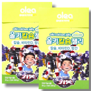<b>아주약품</b> 올레아 올키 <b>칼슘</b> 젤리 샤인머스켓맛 20g x 15포 x 2박스 30일분