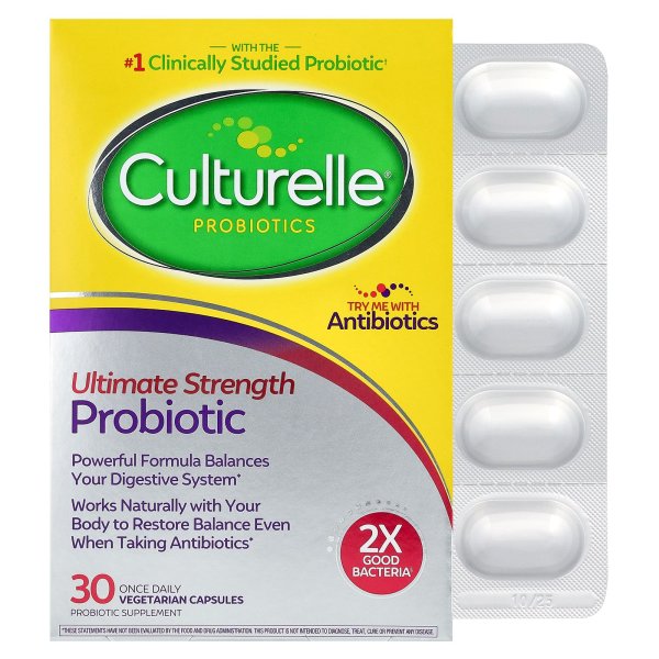 컬처렐 Culturelle <b>프로바이오틱</b> <b>얼티밋 스트렝스</b> <b>200억</b>CFU 식물성 캡슐 30캡슐