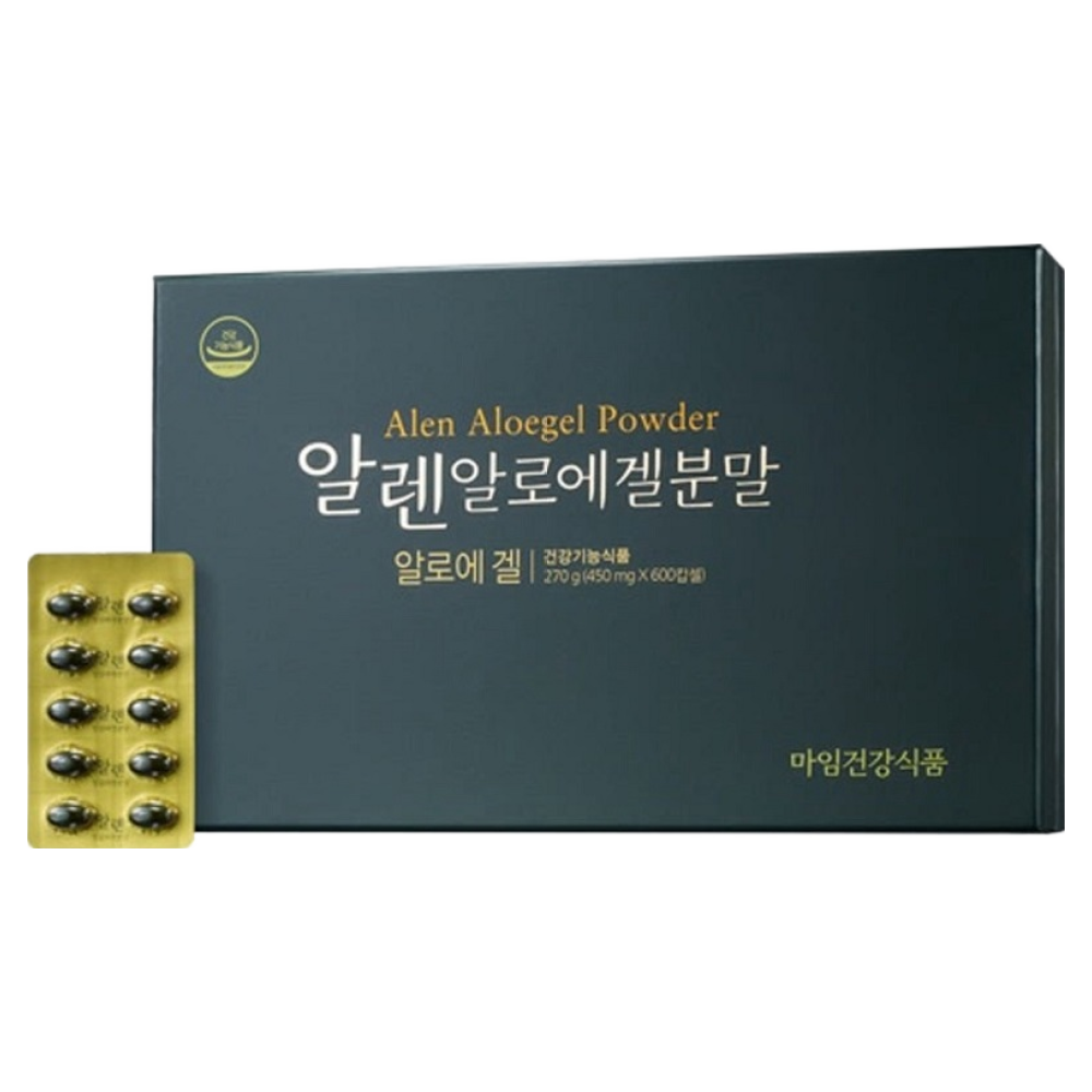 <b>마임</b> 알렌 알로에겔 분말 알로에 면역력증진 장건강 <b>피부</b>건강 450mg X 600캡슐 / 50일분  1개