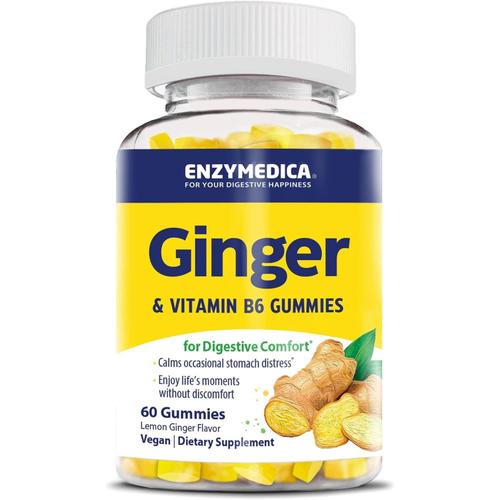 <b>엔자이메디카</b> 생강 비타민B6 구미 Enzymedica Ginger &amp; Vitamin B6 Gummies 60ct