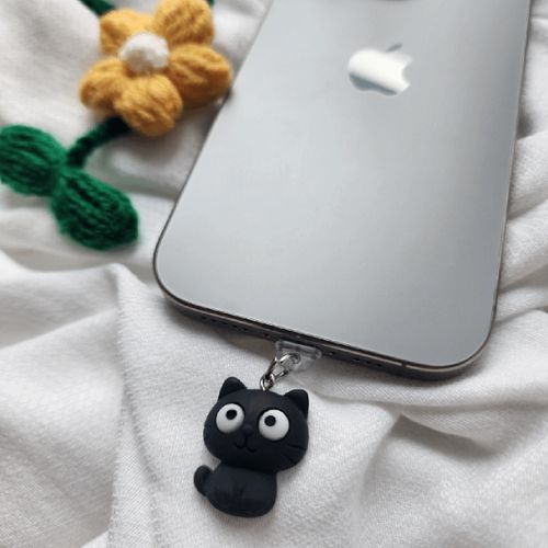 [宇宙グッド]猫充電端子保護キャップキーリング充電器保護キャップUSBケーブル携帯電話部品DIYポンク