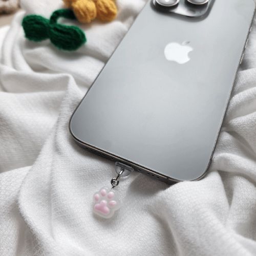 [宇宙グッド]猫足裏充電端子保護キャップキーリング充電器保護キャップUSBケーブル携帯電話部品DIYポンコー