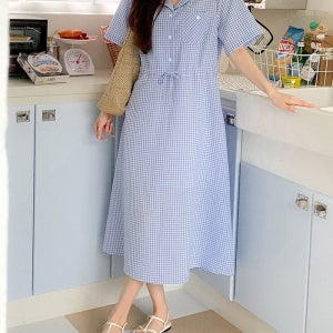 [55-120]체크시크룩 원피스