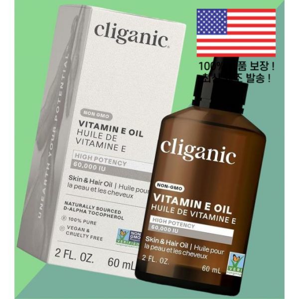 Cliganic 스킨 헤어 100% <b>퓨어</b> <b>비타민</b>E <b>비타민</b>이 오일 60000 IU 내추럴 <b>D</b> <b>알파 토코페롤</b>