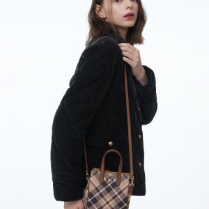 [닥스 액세서리 여성] [스테디셀러]브라운 체크 가죽 미니크로스백 WCWA4F935W2