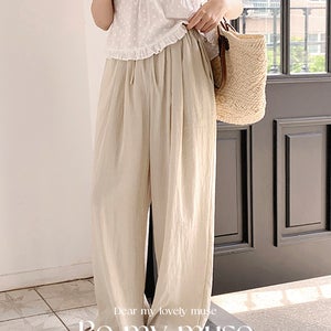[5천장판매/MADE]로튼 여름 린넨 와이드 밴딩 팬츠