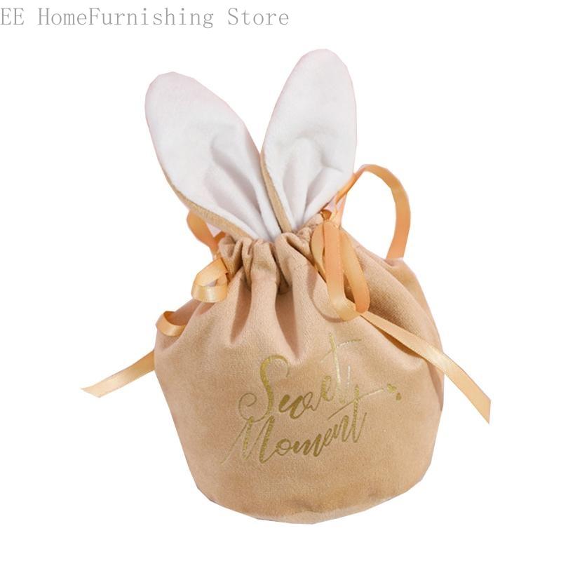 벨벳 사탕 저장 가방 토끼 포장 파우치 초콜릿 달콤한 발렌타인 데이 드로 스트링을위한 부활절 선물 포장  01 빠른  02 champagne