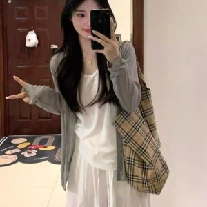 태양CREEN 봄과 여름 얇은 재킷, 고급 스위트 완전 세트, 스위퍼 카디건, 2피스 탑