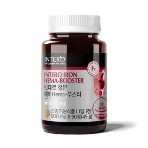 철분 30mg 인테로 <b>철분 헤마 부스터</b> 500mg x 90정 (3개월분) 임산부 임신