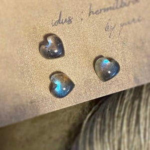 Rain Drop/래브라도라이트 AAA6mm,피어싱, 허밋버드/ 제주 작업실