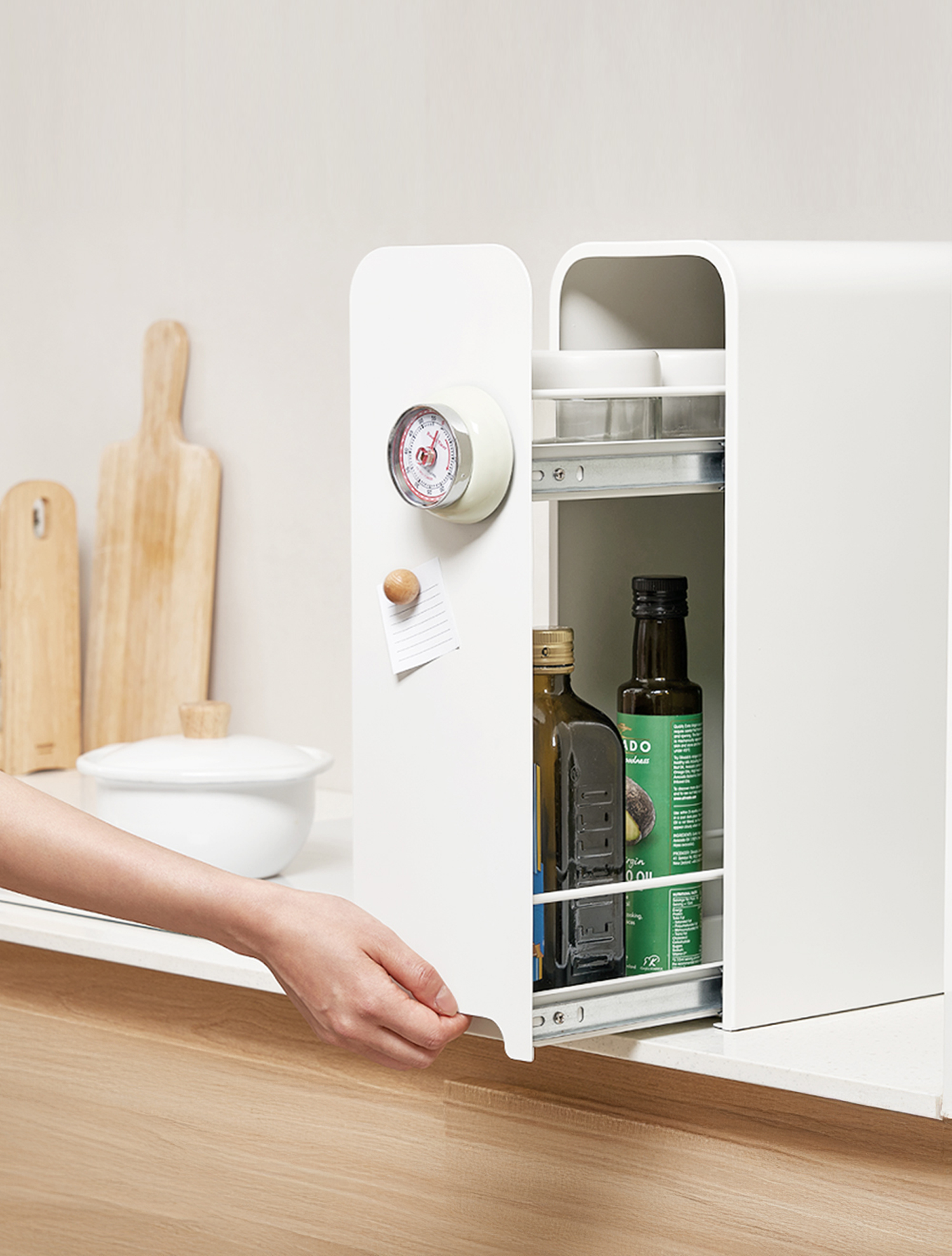 리본제이 무디타 소프트 슬라이딩 도어 세로형 철제 수납함 2단