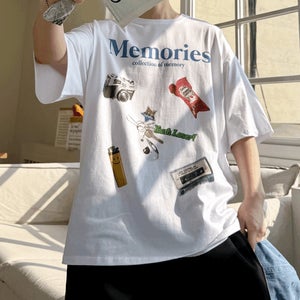 [2컬러]사진 남자 오버 루즈핏 아이스 분또 메모리 반팔티셔츠