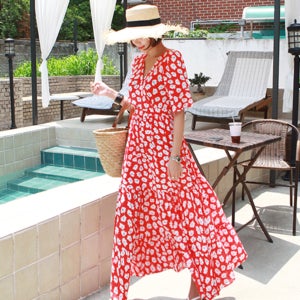 [바캉스/빅사이즈] 팬지꽃플레어맥시원피스(115차 재입고)