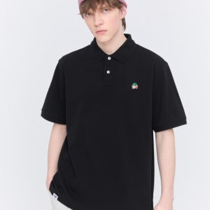 [헤지스 피즈] 스몰로고 반팔 피케 티셔츠 블랙 SPTS5E205BK