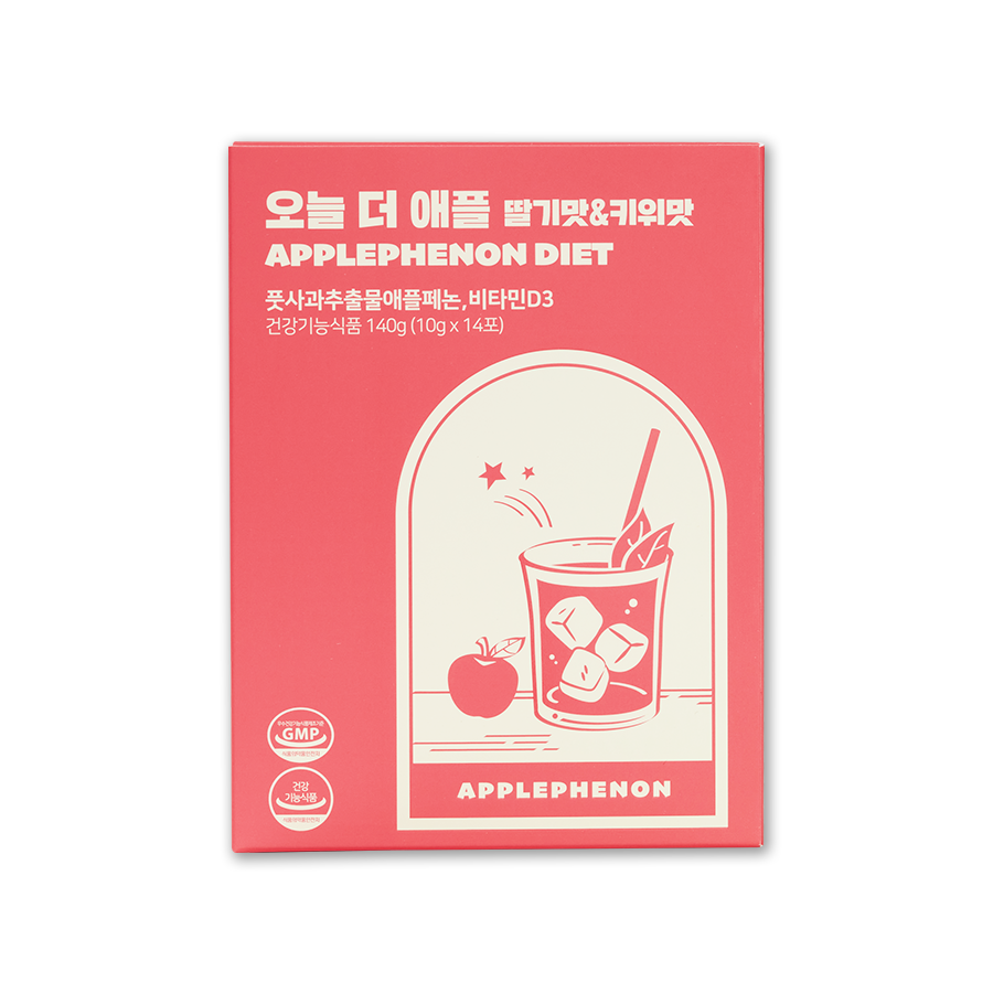 <b>칼로비스</b> 오늘 더 애플 딸기맛&amp;키위맛 애플페논 체지방 뱃살관리 <b>다이어트</b>보조제  140g  1박스