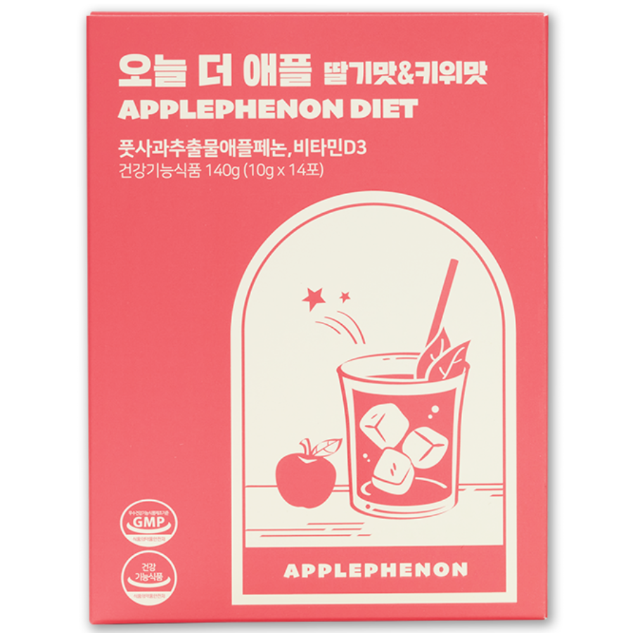 <b>칼로비스</b> 오늘 더 애플 딸기맛&amp;키위맛 애플페논 체지방 뱃살관리 <b>다이어트</b>보조제  140g  1박스