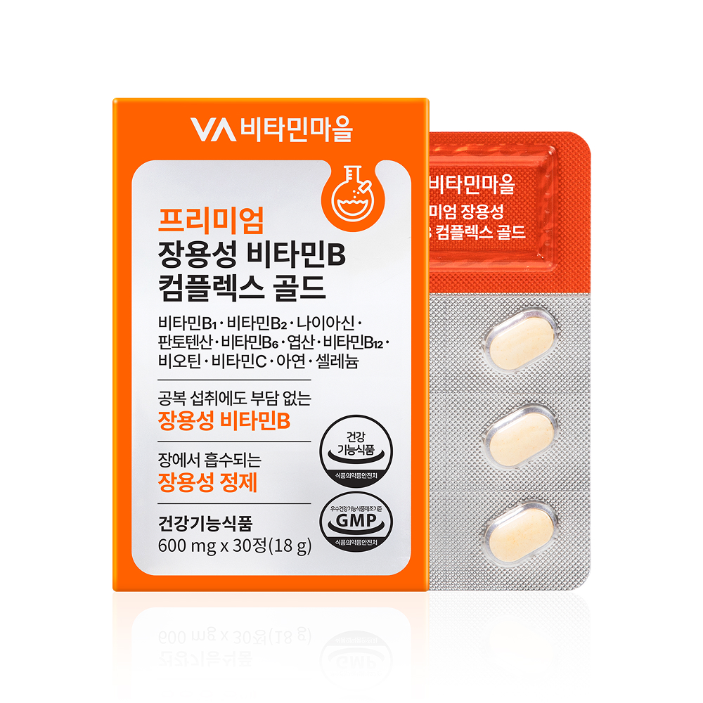 <b>비타민</b>마을 프리미엄 장용성 <b>비타민</b><b>B 컴플렉스</b> 골드 600mg x 30정, 6개