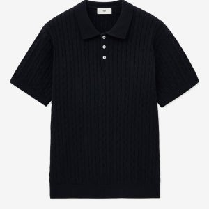 [티엔지티] Cable Polo Knit Top (Navy) TNSW5E206N2