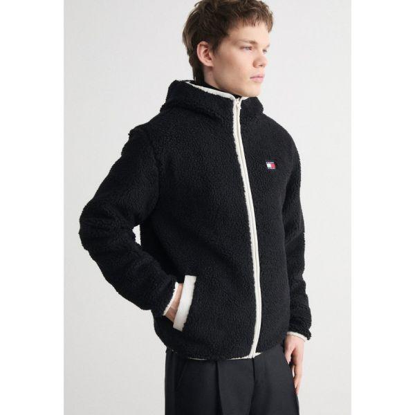 Tommy Hilfiger 탐미 <b>진스</b> 배지 집업 <b>트루</b> 유니섹스 - 플리스 재킷 검정색