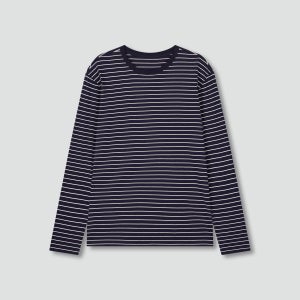 [자주] 남 스마트 코튼 라운드넥 긴팔 라운지 티셔츠 - 다크 네이비 (J205901114)