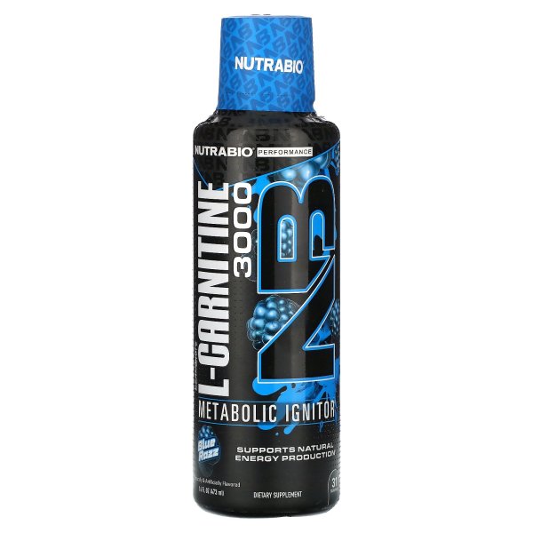 NutraBio LeanShots <b>l-카르니틴 3000 블루 라즈</b> 맛 473ml(16fl oz) 117153
