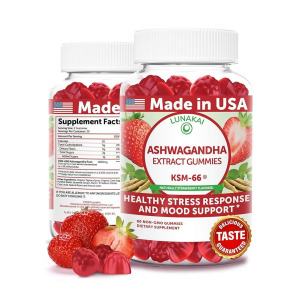 Lunakai 미국산 KSM-66 Ashwagandha 여성 및 남성용 GMO <b>프리</b> <b>스트레스</b> 기분 및 수면 지원 보충제 60개입